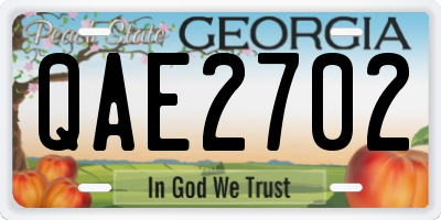 GA license plate QAE2702