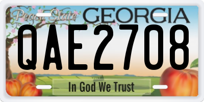 GA license plate QAE2708