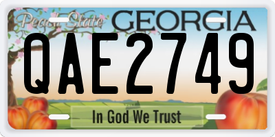 GA license plate QAE2749
