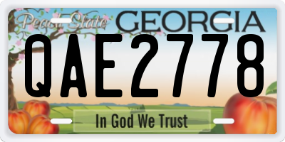 GA license plate QAE2778