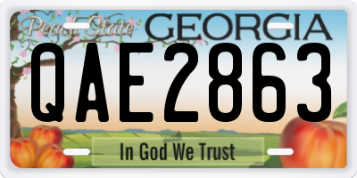 GA license plate QAE2863