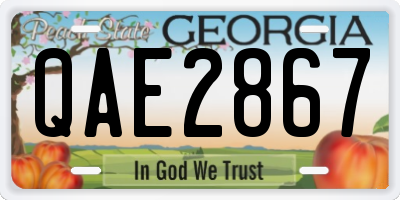 GA license plate QAE2867