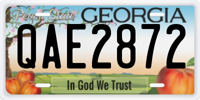 GA license plate QAE2872