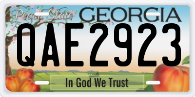 GA license plate QAE2923