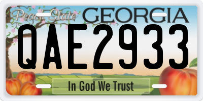 GA license plate QAE2933