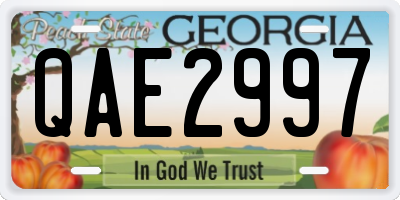 GA license plate QAE2997