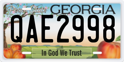 GA license plate QAE2998