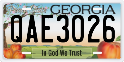 GA license plate QAE3026