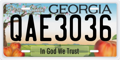 GA license plate QAE3036