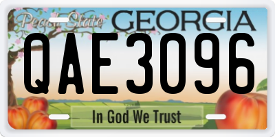 GA license plate QAE3096
