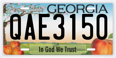 GA license plate QAE3150