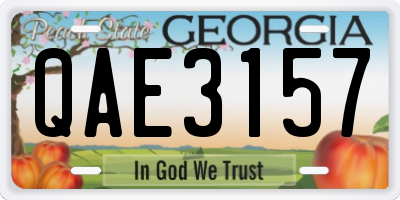 GA license plate QAE3157