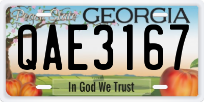 GA license plate QAE3167