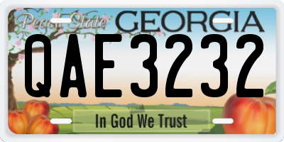 GA license plate QAE3232
