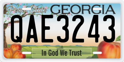 GA license plate QAE3243