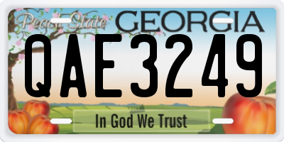 GA license plate QAE3249