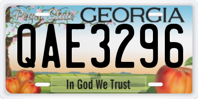 GA license plate QAE3296