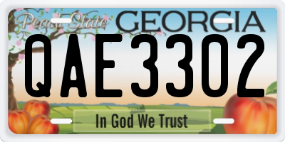 GA license plate QAE3302