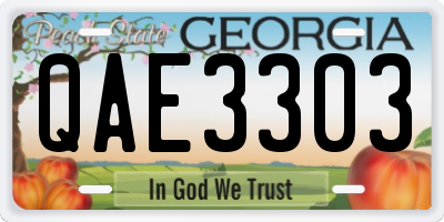 GA license plate QAE3303