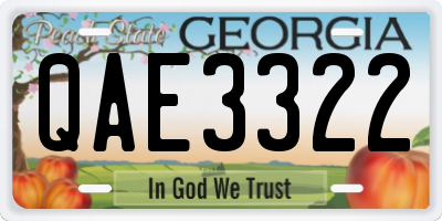 GA license plate QAE3322