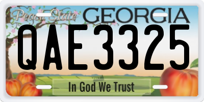 GA license plate QAE3325