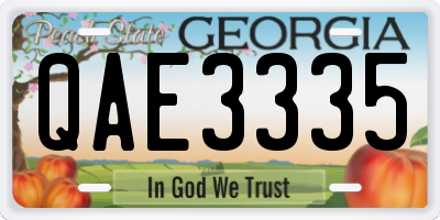 GA license plate QAE3335