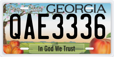 GA license plate QAE3336