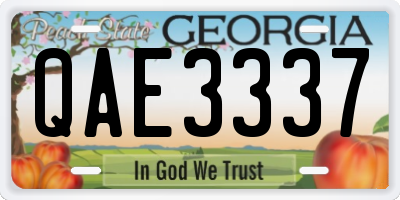 GA license plate QAE3337