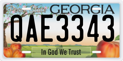 GA license plate QAE3343