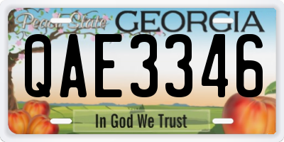 GA license plate QAE3346