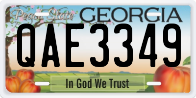 GA license plate QAE3349