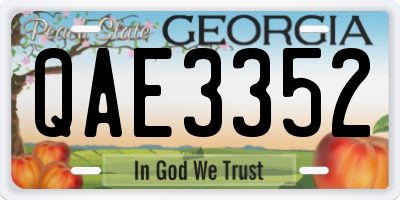 GA license plate QAE3352