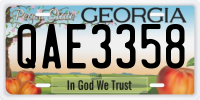 GA license plate QAE3358