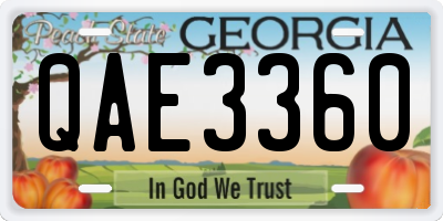 GA license plate QAE3360