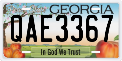 GA license plate QAE3367