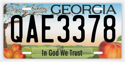 GA license plate QAE3378