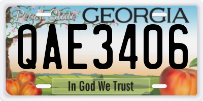 GA license plate QAE3406