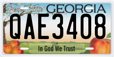 GA license plate QAE3408