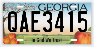 GA license plate QAE3415