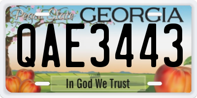 GA license plate QAE3443