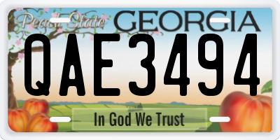 GA license plate QAE3494