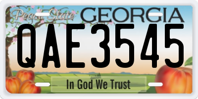 GA license plate QAE3545