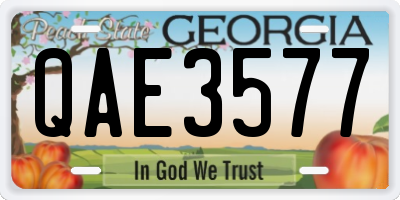 GA license plate QAE3577