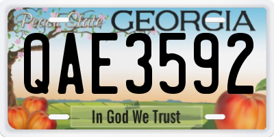 GA license plate QAE3592