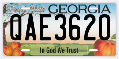 GA license plate QAE3620
