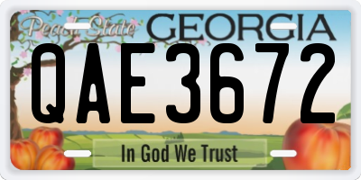 GA license plate QAE3672