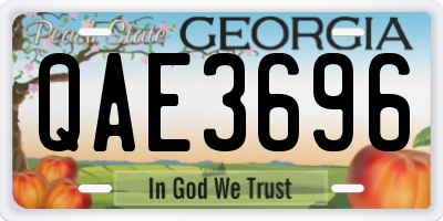 GA license plate QAE3696