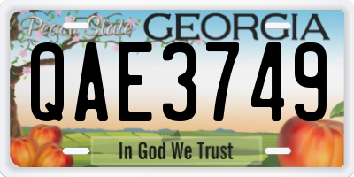 GA license plate QAE3749