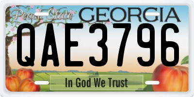 GA license plate QAE3796