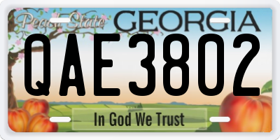 GA license plate QAE3802